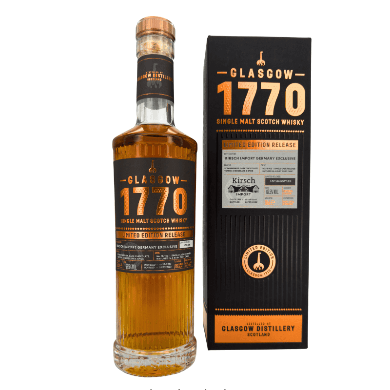 1770 Glasgow Distillery 2015/2022 - 7 Jahre - Ruby Port mit 62,5 % cask strength - limitiert auf 388 Flaschen