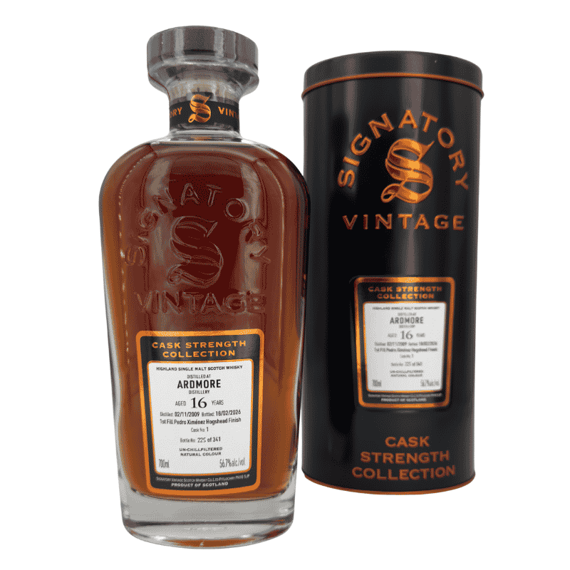 Ardmore 16 Jahre - 2009/2026 - 1st Fill PX Sherry Hogshead Finish - Signatory Cask Strength Collection - Single Malt Scotch Whisky (56,70 % vol., 0,70 L)