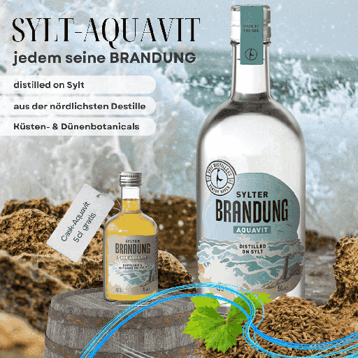 [P0014211] Sylt BRANDUNG Aquavit Geschenkset - 1 Mini Cask-Aquavit gratis-